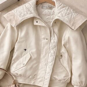 Dior Ivory Quilted Bomber Jacket